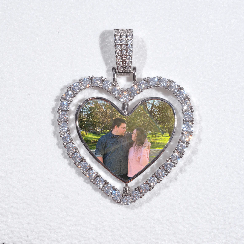 3D Spinning 2-Faced Heart Custom Picture Pendant
