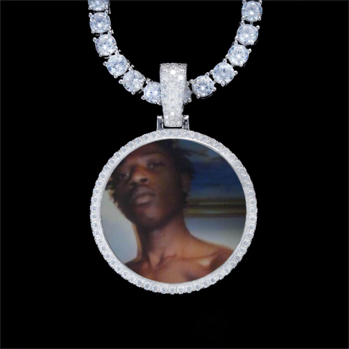 925S & VVS Moissanite 3D Circle Custom Picture Pendant