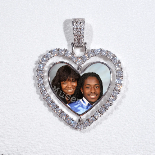3D Spinning 2-Faced Heart Custom Picture Pendant