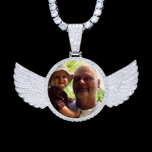 925S & VVS Moissanite 3D Wing Custom Picture Pendant