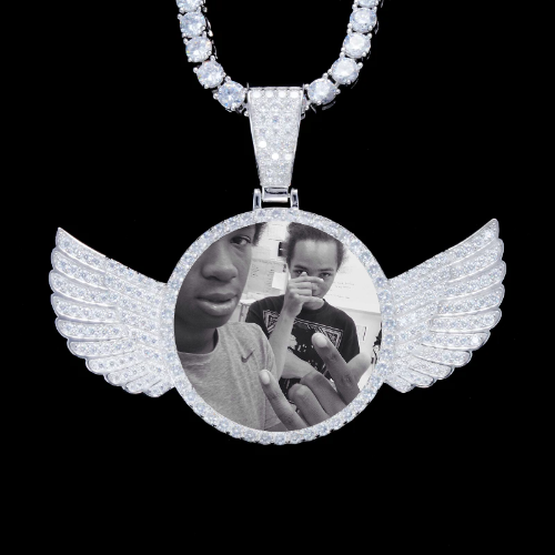 925S & VVS Moissanite 3D Wing Custom Picture Pendant