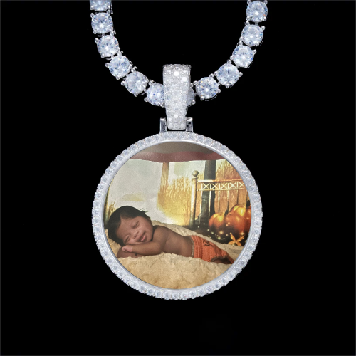 925S & VVS Moissanite 3D Circle Custom Picture Pendant