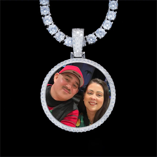 925S & VVS Moissanite 3D Circle Custom Picture Pendant