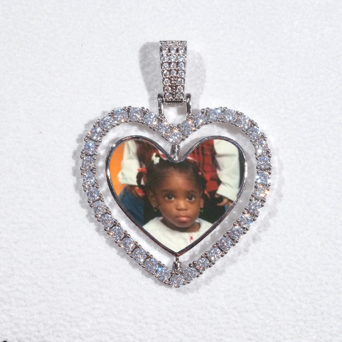 3D Spinning 2-Faced Heart Custom Picture Pendant