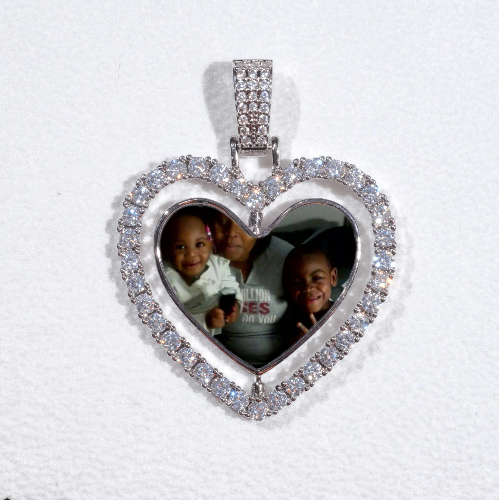 3D Spinning 2-Faced Heart Custom Picture Pendant
