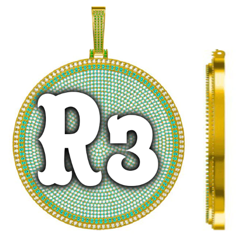 CUSTOM LETTER NECKLACE 3D BIG DISC