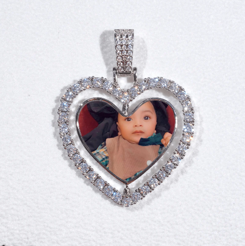3D Spinning 2-Faced Heart Custom Picture Pendant