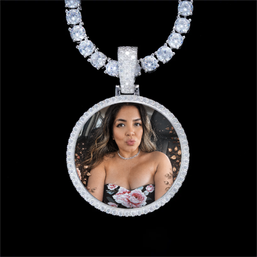 925S & VVS Moissanite 3D Circle Custom Picture Pendant