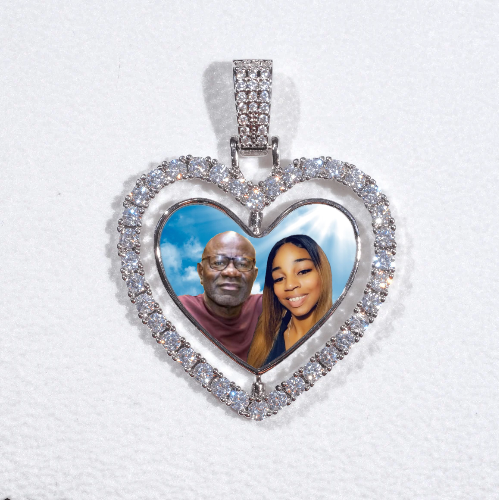 3D Spinning 2-Faced Heart Custom Picture Pendant