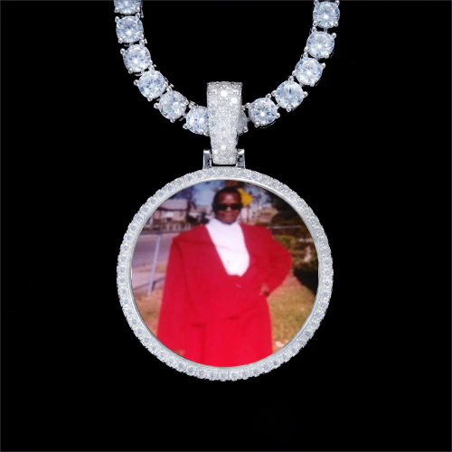 925S & VVS Moissanite 3D Circle Custom Picture Pendant