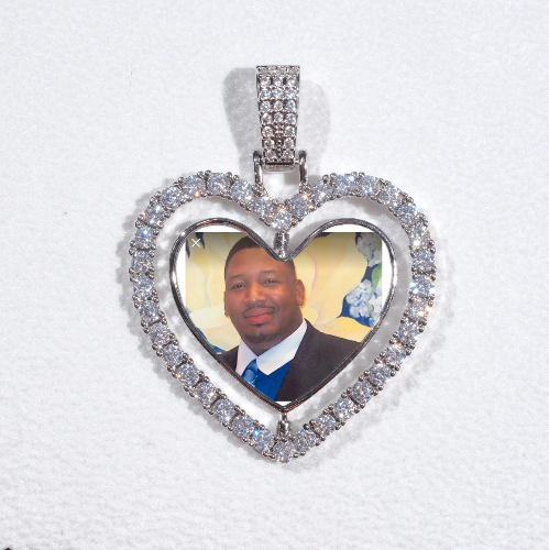 3D Spinning 2-Faced Heart Custom Picture Pendant
