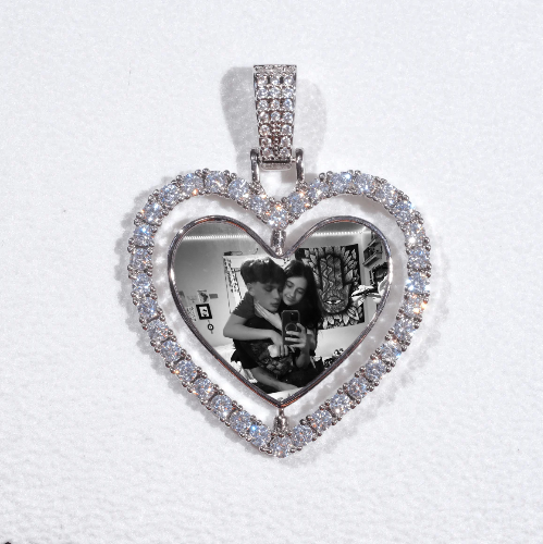 3D Spinning 2-Faced Heart Custom Picture Pendant