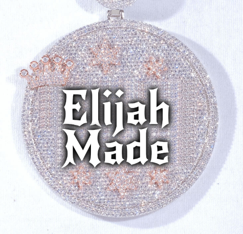 CUSTOM LETTER NECKLACE 3D BIG CROWN DISC