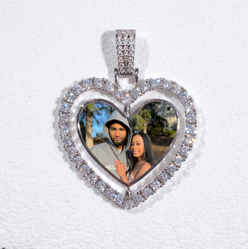 3D Spinning 2-Faced Heart Custom Picture Pendant