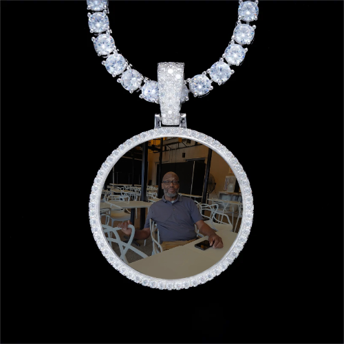 925S & VVS Moissanite 3D Circle Custom Picture Pendant