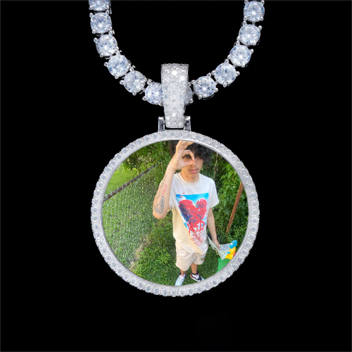 925S & VVS Moissanite 3D Circle Custom Picture Pendant