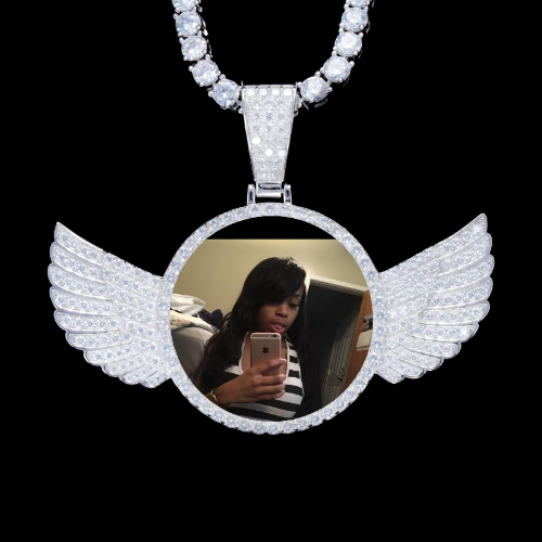 925S & VVS Moissanite 3D Wing Custom Picture Pendant