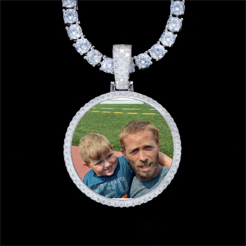925S & VVS Moissanite 3D Circle Custom Picture Pendant