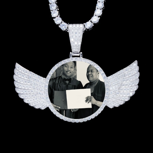 925S & VVS Moissanite 3D Wing Custom Picture Pendant