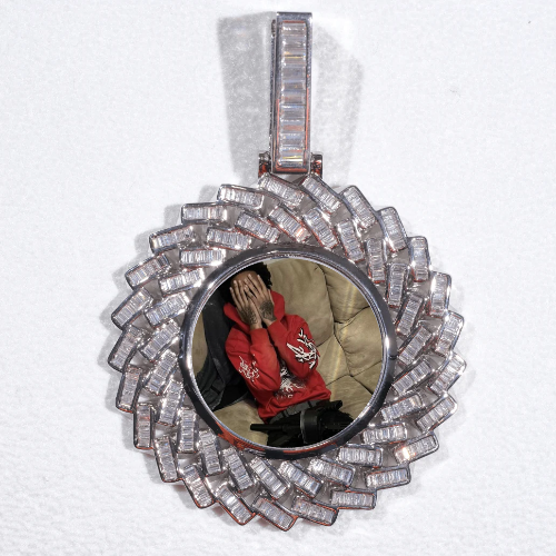 Large 3D Baguette Custom Picture Pendant