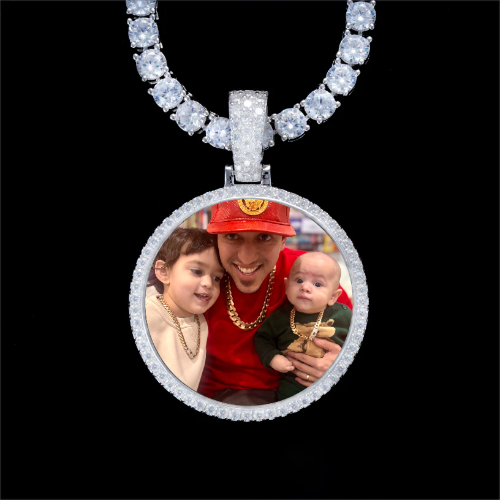 925S & VVS Moissanite 3D Circle Custom Picture Pendant