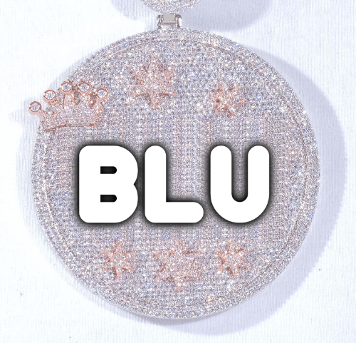 CUSTOM LETTER NECKLACE 3D BIG CROWN DISC