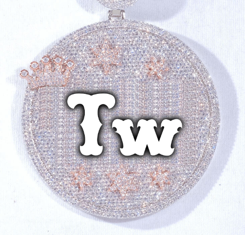 CUSTOM LETTER NECKLACE 3D BIG CROWN DISC