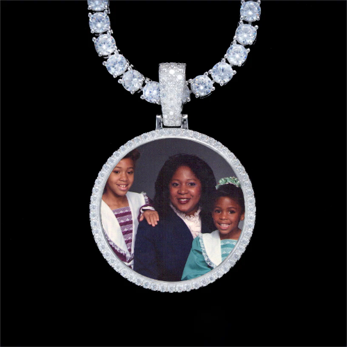 925S & VVS Moissanite 3D Circle Custom Picture Pendant