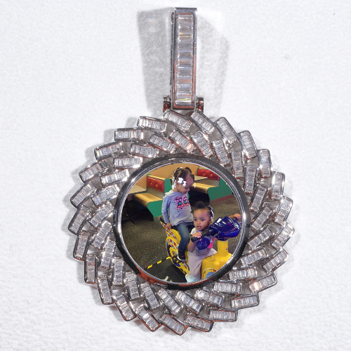 Large 3D Baguette Custom Picture Pendant
