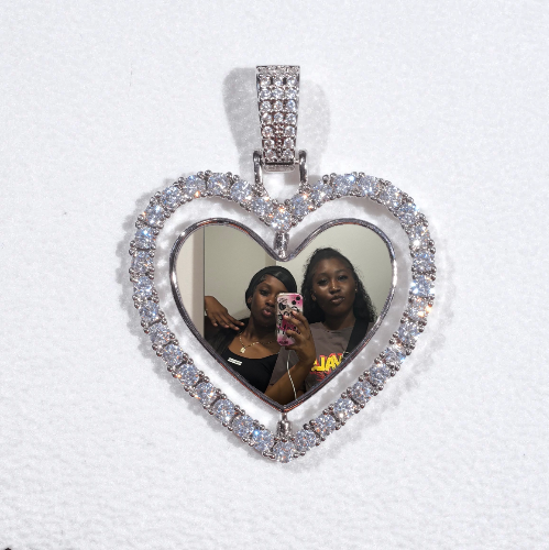3D Spinning 2-Faced Heart Custom Picture Pendant