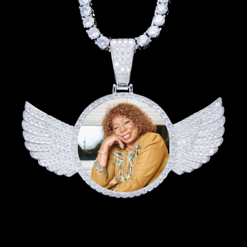 925S & VVS Moissanite 3D Wing Custom Picture Pendant