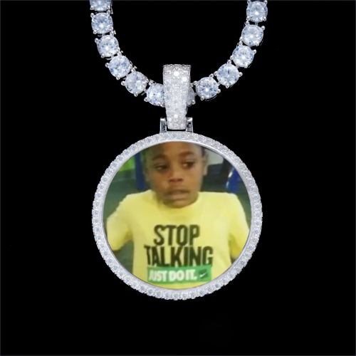 925S & VVS Moissanite 3D Circle Custom Picture Pendant