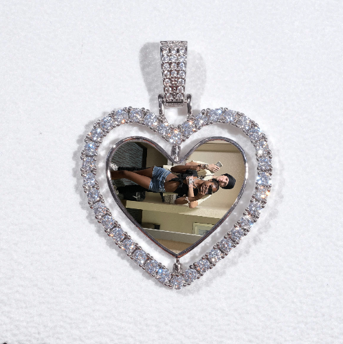 3D Spinning 2-Faced Heart Custom Picture Pendant