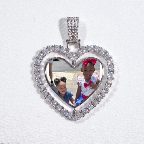 3D Spinning 2-Faced Heart Custom Picture Pendant