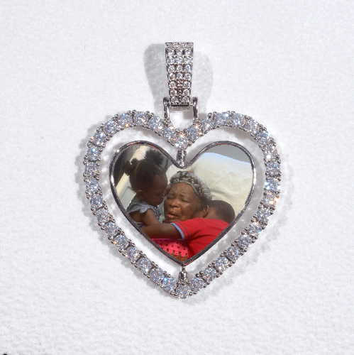 3D Spinning 2-Faced Heart Custom Picture Pendant