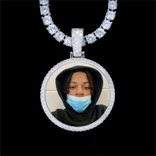 925S & VVS Moissanite 3D Circle Custom Picture Pendant
