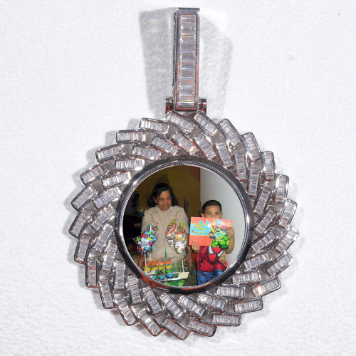 Large 3D Baguette Custom Picture Pendant