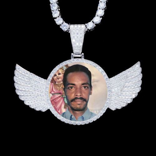 925S & VVS Moissanite 3D Wing Custom Picture Pendant