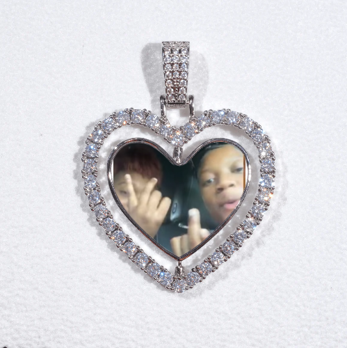 3D Spinning 2-Faced Heart Custom Picture Pendant