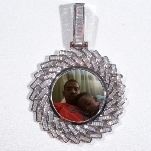 Large 3D Baguette Custom Picture Pendant