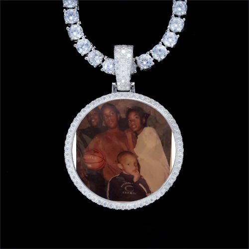 925S & VVS Moissanite 3D Circle Custom Picture Pendant
