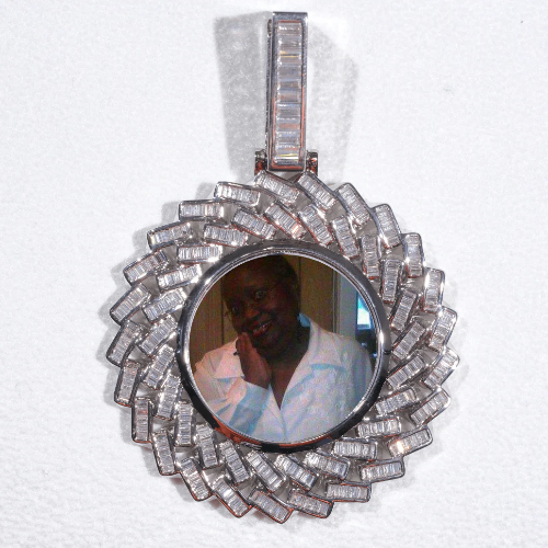 Large 3D Baguette Custom Picture Pendant