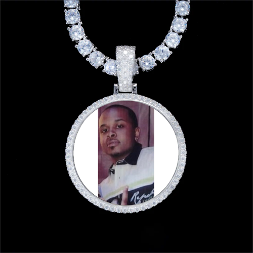 925S & VVS Moissanite 3D Circle Custom Picture Pendant