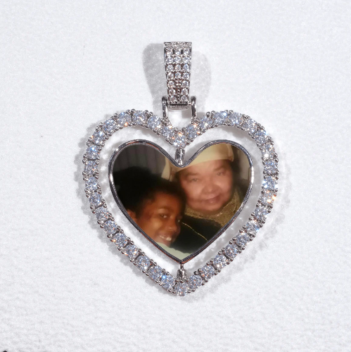 3D Spinning 2-Faced Heart Custom Picture Pendant