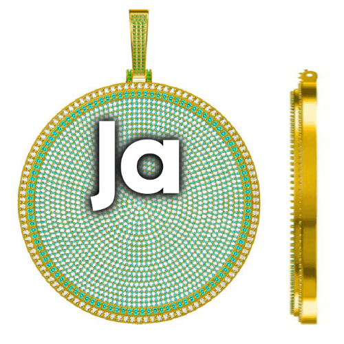 CUSTOM LETTER NECKLACE 3D BIG DISC