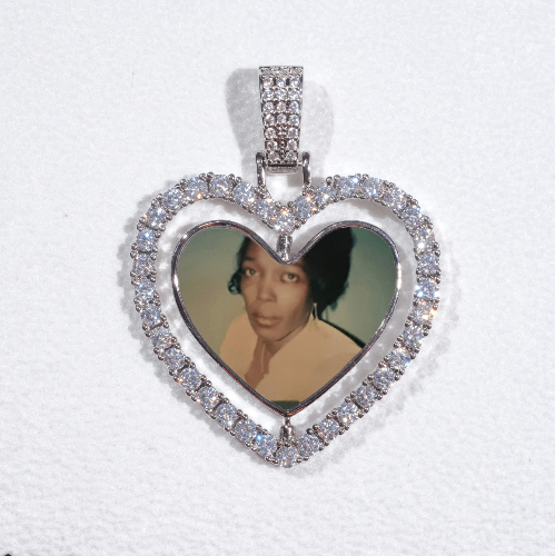 3D Spinning 2-Faced Heart Custom Picture Pendant