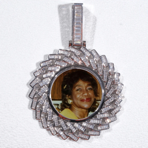 Large 3D Baguette Custom Picture Pendant