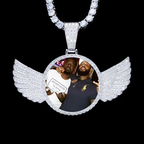 925S & VVS Moissanite 3D Wing Custom Picture Pendant