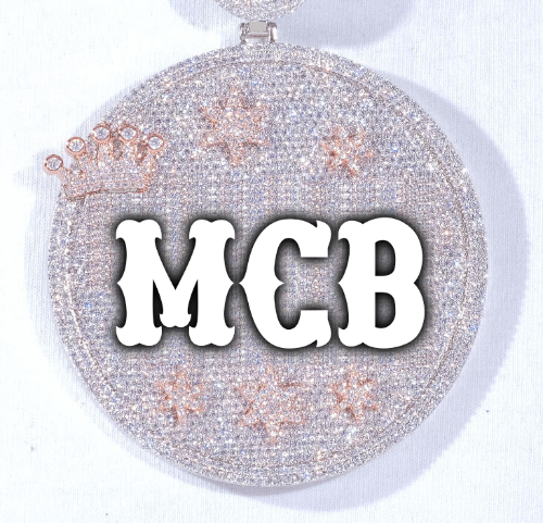 CUSTOM LETTER NECKLACE 3D BIG CROWN DISC