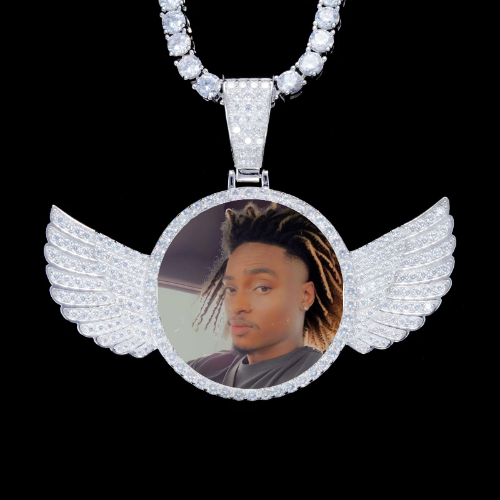925S & VVS Moissanite 3D Wing Custom Picture Pendant